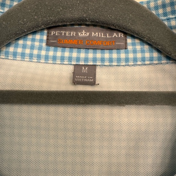 Peter Millar Men’s Summer Comfort Golf Polo Blue & White Checkers - Picture 2 of 3